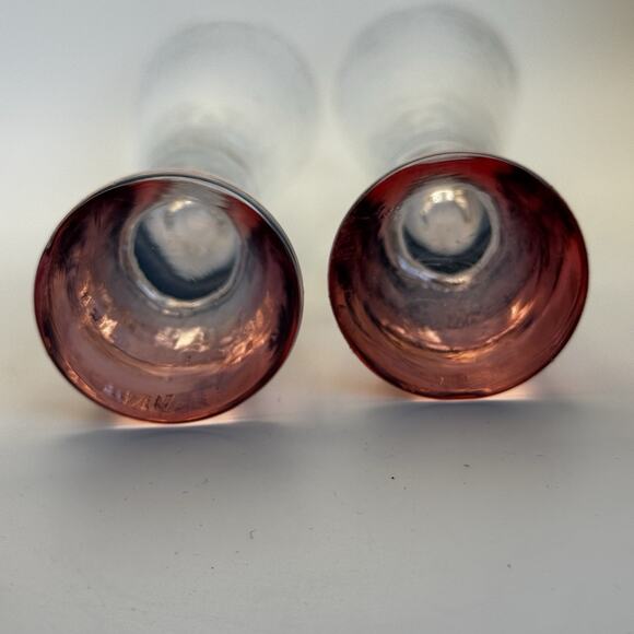 Artland Prescott‎ Hammered Glass Champagne Flutes Weighted Bottom Pink Set Of 2 - Picture 5 of 7